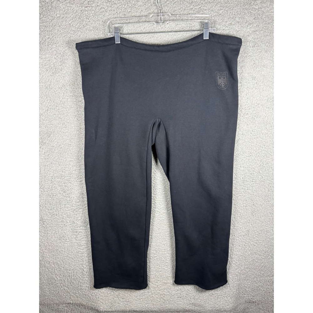 Yeezy Vultures Logo Sweatpants Mens Black Oversized Raw Hem Fleece‎ Pants Baggy